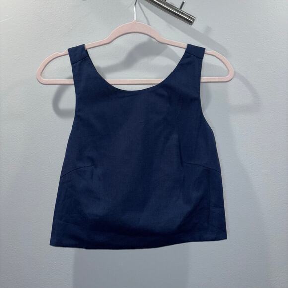 Kourt Navy Blue Sleeveless Wrap Crop Tank Top | Size XS | NWT - Picture 1 of 10